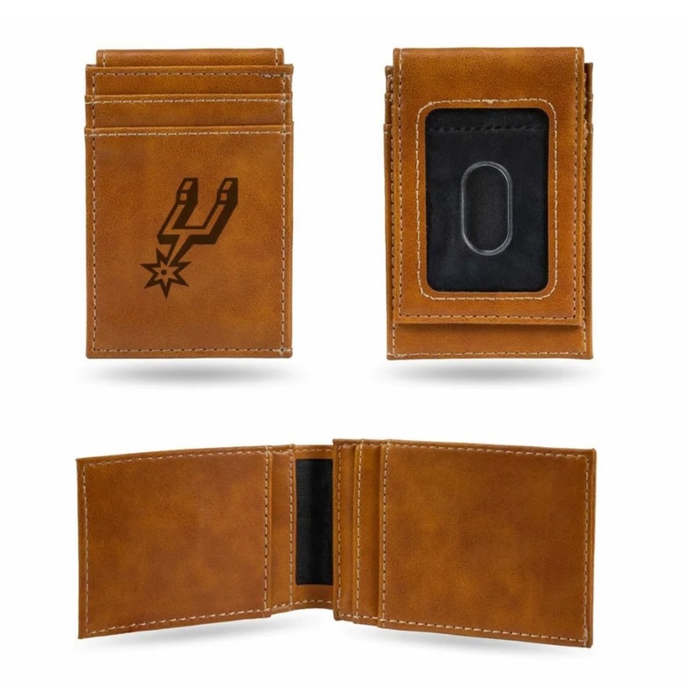 NBA San Antonio Spurs Official Brown Front Pocket Wallet Money Clip Slim